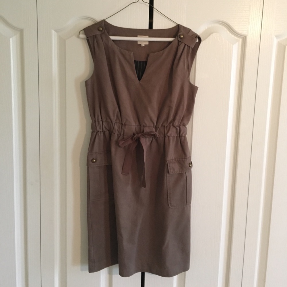 Brown tie waist shift Dress
